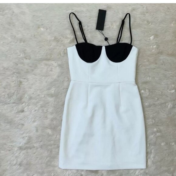 Gianni Bin Clara Crepe Sweetheart Neckline Colorblock Bustier Mini Sheath - Picture 4 of 4